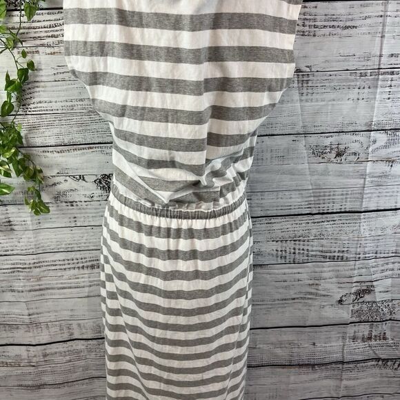 Tommy Hilfiger Dress size Small Gray White Striped Jersey Midi Casual Nautical - Picture 15 of 16